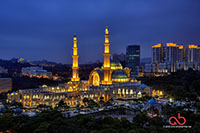 The Federal Territory Mosque or Masjid Wilayah Persekutuan during blue hour taken with Nikon D800E, Nikon 24-85mm and HDR 9 exposures